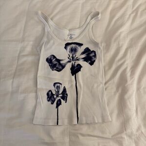 Brandy Melville White and Blue Floral Camisole